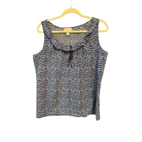Ann Taylor Women’s LOFT Factory Blue Dot Print Tank Blouse Size Medium - Picture 1 of 5